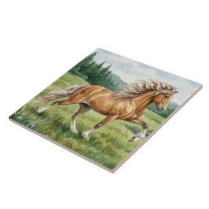 Elska IJslands paard aquarel landschap Tegeltje