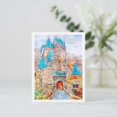 Eltz Castle Duitsland Travel Waterverf Sketch Briefkaart (Staand voorkant)