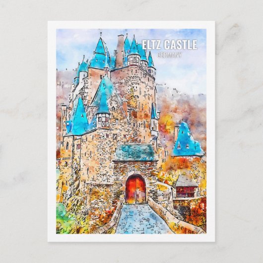 Eltz Castle Duitsland Travel Waterverf Sketch Briefkaart (Voorkant)
