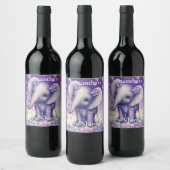 Elufant paars Baby shower Wijnlabel Wijn Etiket (Flessen)