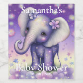 Elufant paars Baby shower Wijnlabel Wijn Etiket (Enkel label)