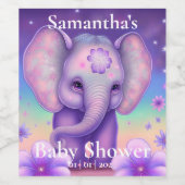 Elufant paars Baby shower Wijnlabel Wijn Etiket (Enkel label)