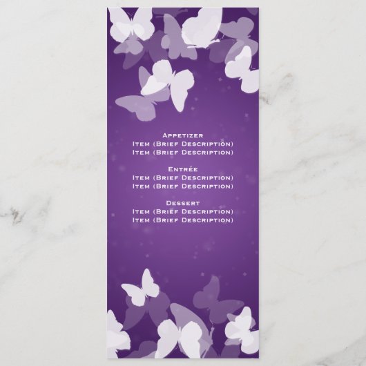 Elusive Butterflies Paars Weddenschap Menu (Achterkant)