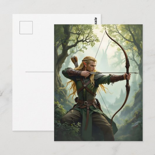 Elven Archer van het Woodland Realm Briefkaart (Voorkant / Achterkant)