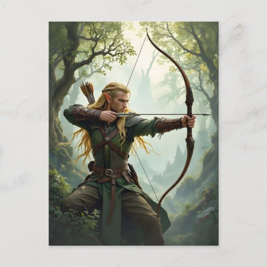 Elven Archer van het Woodland Realm Briefkaart (Voorkant)