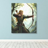 Elven Archer van het Woodland Realm Canvas Afdruk (Insitu (Houten vloer))