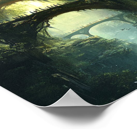 Elven Citadel van Twilight - Epic Fantasy Castle W Poster (Hoek)