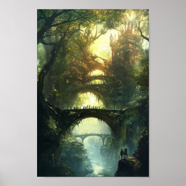 Elven Citadel van Twilight - Epic Fantasy Castle W Poster