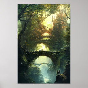 Elven Citadel van Twilight - Epic Fantasy Castle W Poster