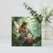 Elven Fairy Playing Clarinet in Enchanted Forest Kaart (Staand voorkant)