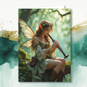 Elven Fairy with Clarinet | Magical Birthday Kaart