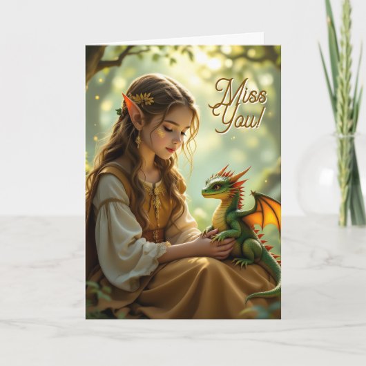 Elven Fairy with Clarinet | Miss You Kaart (Voorkant)