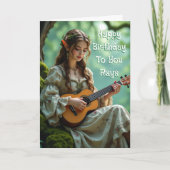 Elven Fairy with Ukulele | Personalized Birthday Kaart (Voorkant)