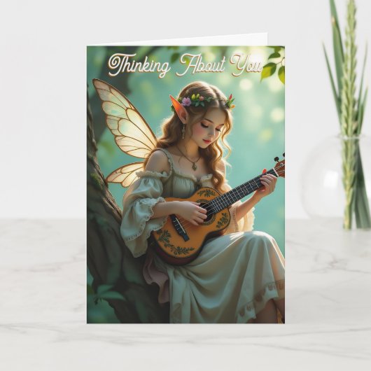 Elven Fairy with Ukulele | Thinking About You Kaart (Voorkant)