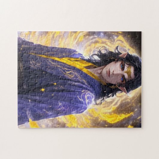 Elven Fire Mage Magical Fantasy Art Legpuzzel (Horizontaal)