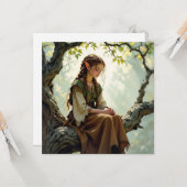 Elven Girl in Vintage Dress Blank Kaart (Voorkant / Achterkant in situ)