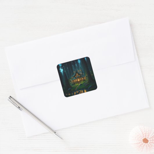 Elven Glade Castle Vierkante Sticker (Envelop)