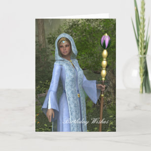 Elven Maiden in Blue Birthday Card Bedankkaart