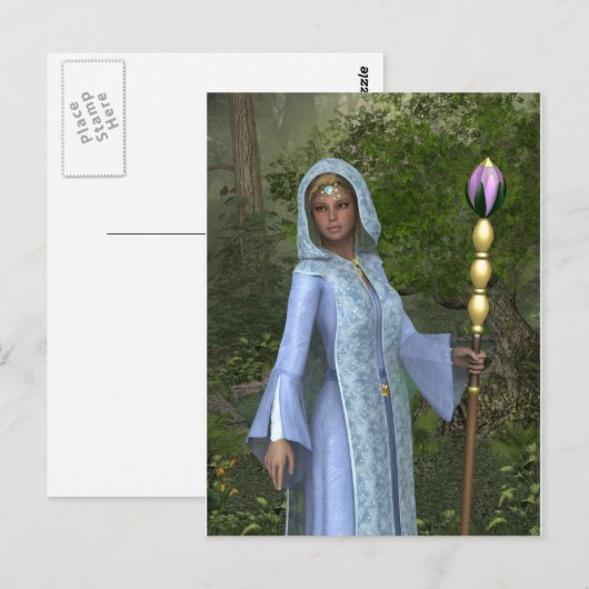 Elven Maiden in Blue Briefkaart (Voorkant / Achterkant)