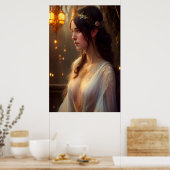 Elven Princess in White Lace Dress Poster (Keuken)