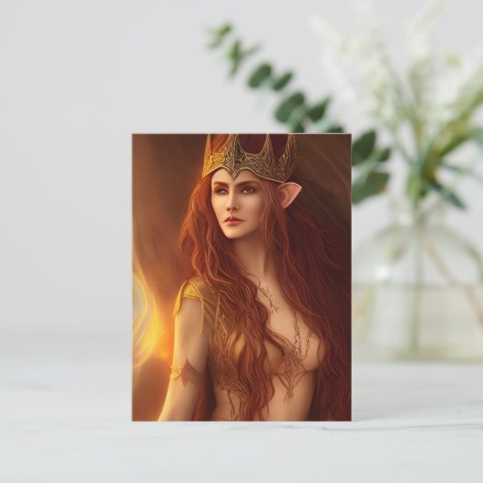 Elven Queen AI Generated Art Briefkaart (Staand voorkant)