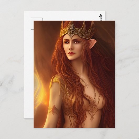 Elven Queen AI Generated Art Briefkaart (Voorkant / Achterkant)