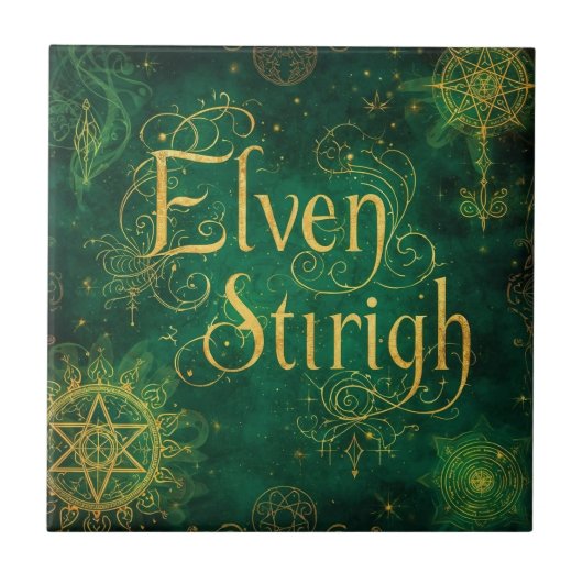 Elven Stirigh – Sigils in Green Tegeltje (Voorkant)