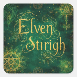Elven Stirigh – Sigils in Green Vierkante Sticker