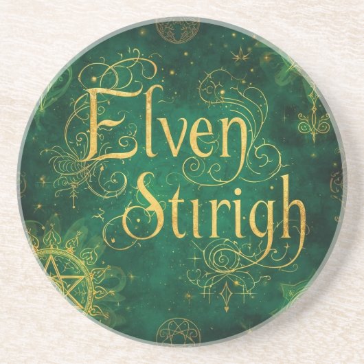Elven Stirigh – Sigils in Green Zandsteen Onderzetter (Voorkant)