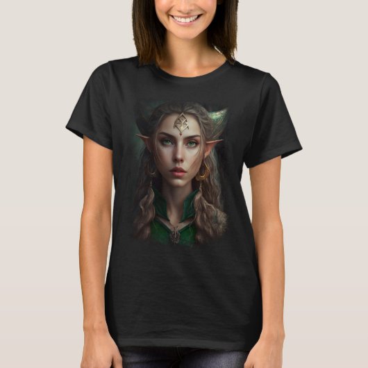 Elven Warrior Elf Princess Fantasy  Fae Art T-shirt (Voorkant)