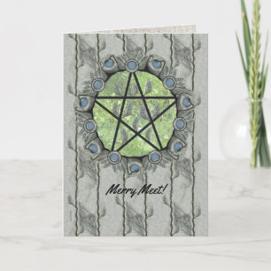 Elvenwood Pentacle Green Leaf Feestdagen Kaart