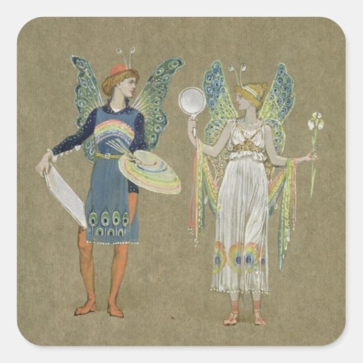 Elves and Fairy Painters uit 'The Snowman' 1899 Vierkante Sticker (Voorkant)