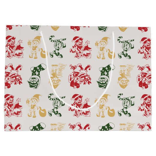 Elves Candy Cane Stockings kerstboompatroon Groot Cadeauzakje (Achterkant)