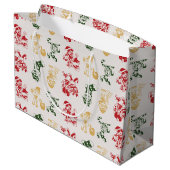 Elves Candy Cane Stockings kerstboompatroon Groot Cadeauzakje (Achterkant Gekanteld)