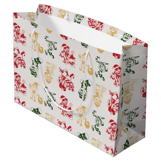 Elves Candy Cane Stockings kerstboompatroon Groot Cadeauzakje (Achterkant Gekanteld)