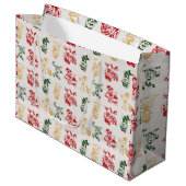 Elves Candy Cane Stockings kerstboompatroon Groot Cadeauzakje (Voorkant Gekanteld)