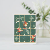 Elves Christmas Holiday Decorating Window Retro Briefkaart (Staand voorkant)
