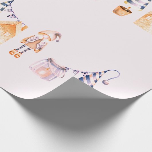 ELVES EN CHRISTMAS TREE PATTERN IN WATERVERF CADEAUPAPIER (Hoek)