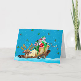 Elves en ReindeerkerstWenskaart Feestdagen Kaart