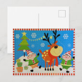 Elves en rendier briefkaart (Voorkant / Achterkant)