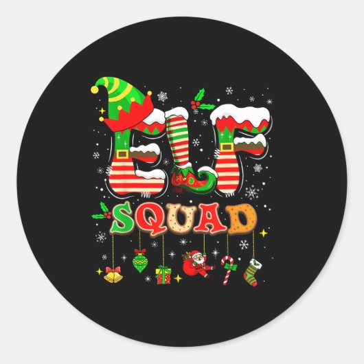 Elves Family Christmas Matching Pajamas Xmas Elf S Ronde Sticker (Voorkant)