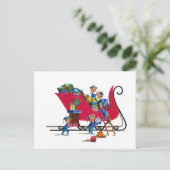 ELVES FILLING SANTA'S SLEIGH by SHARON SHARPE Feestdagenkaart (Staand voorkant)