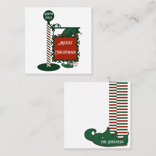 Elves Legs Merry kerstcadeLabel Informatiekaartje (Voorkant / Achterkant)