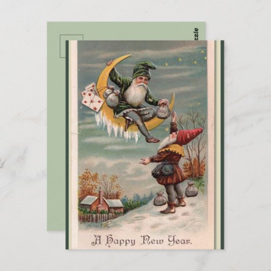  Elves met munten gelukkig nieuwjaar Briefkaart (Voorkant / Achterkant)