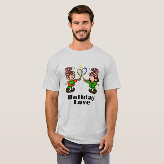 Elves met Tennis Rackets Kerstmis T-Shirt (Voorkant volledig)