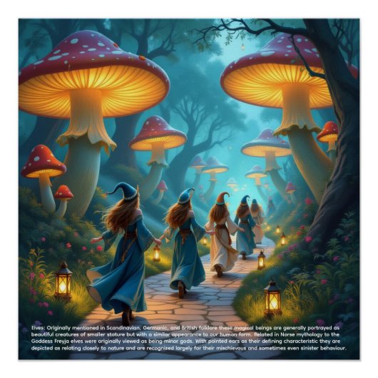 Elves Mushrooms Poster (Voorkant)