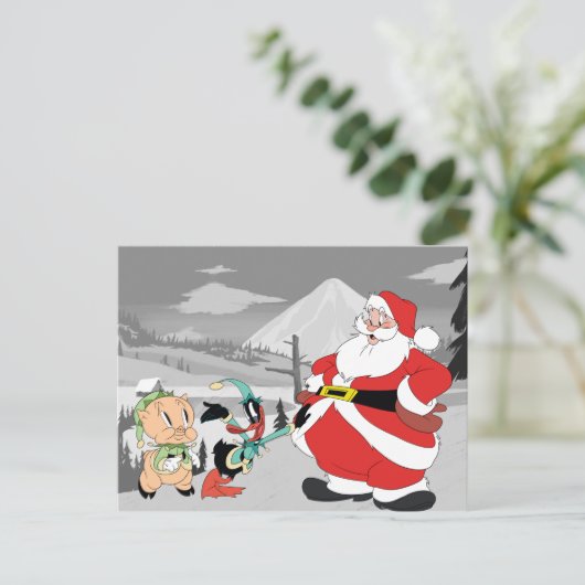 Elves Porky Pig & DAFFY DUCK™ Feestdagenkaart (Staand voorkant)