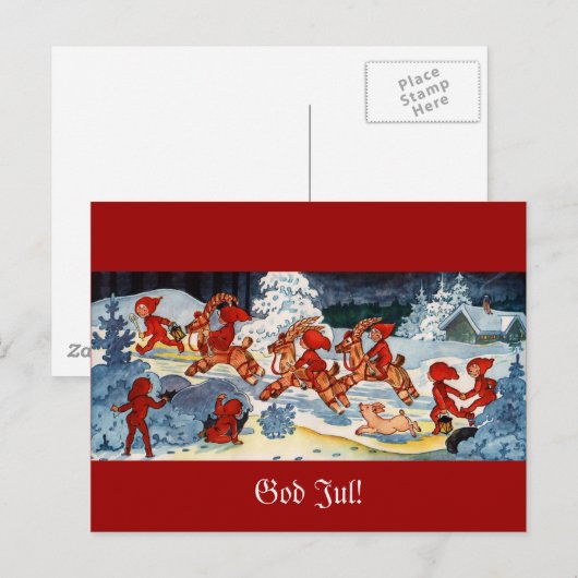 Elves Racing Yule Goats! Briefkaart (Voorkant / Achterkant)