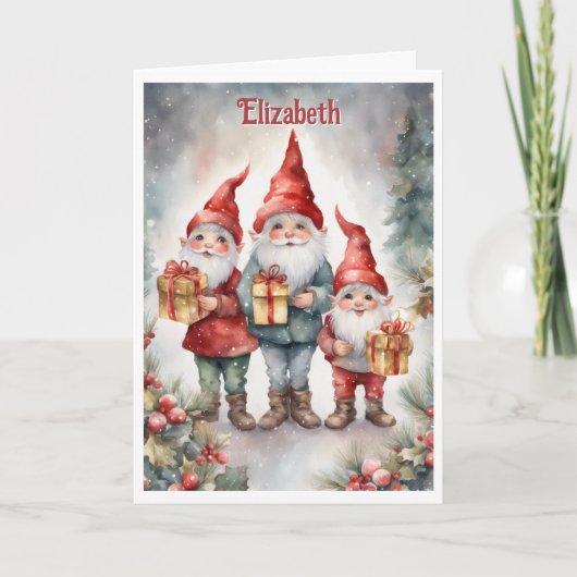 Elves & Santa Personalize for Grandchild Christmas Kaart (Voorkant)