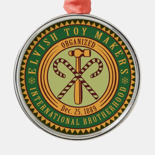 Elves Speelgoed Makers Union Seal kerstversiering Metalen Ornament (Voorkant)